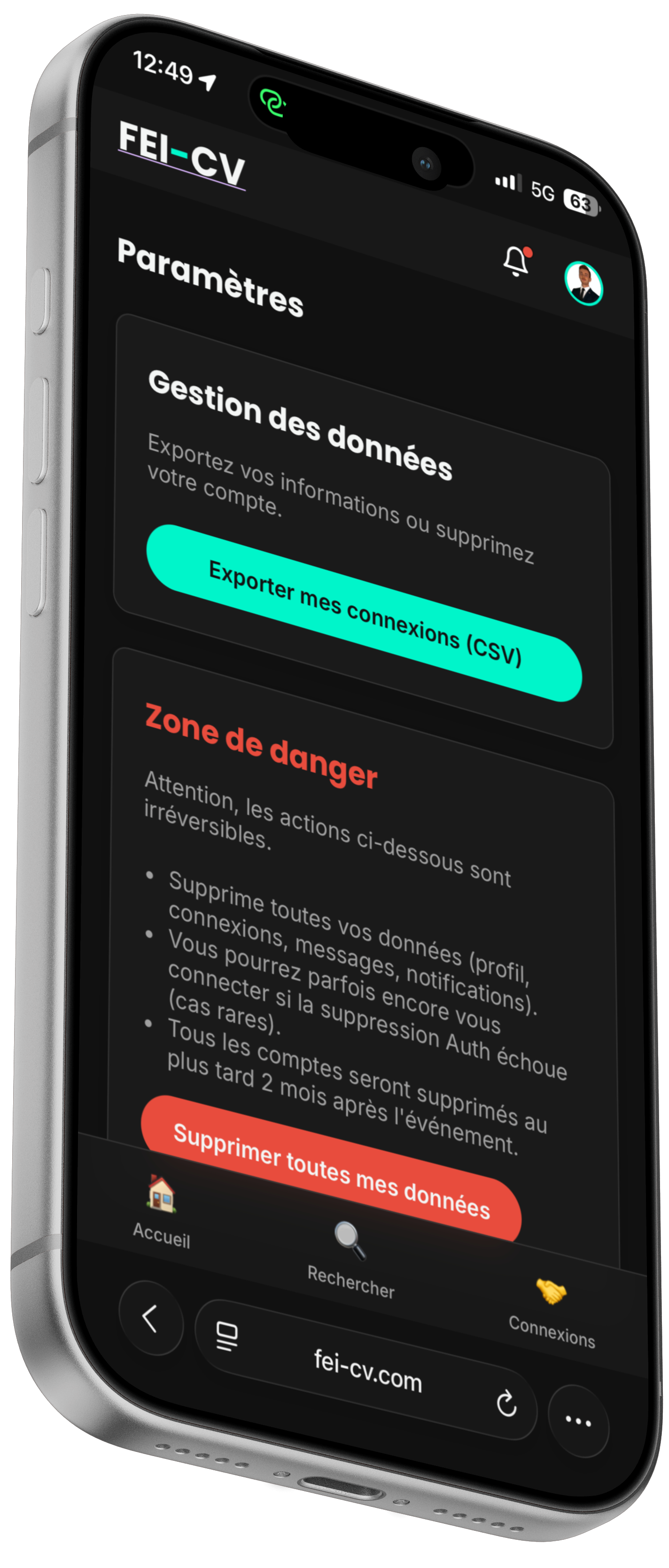Export contacts FEI CV